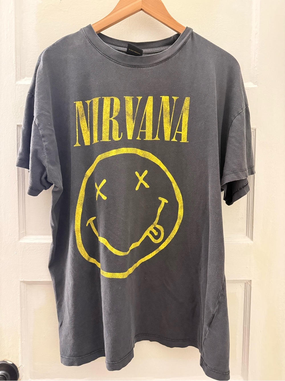 NIRVANA Gray Short-Sleeve Tee with Yellow Logo